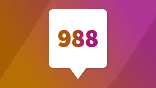 Pink and Orange image with Text box reading 988