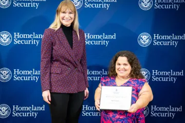 Acting DHS Deputy Secretary Kristie Canegallo with Champion of Equity Award recipient, Sara Fernandez.