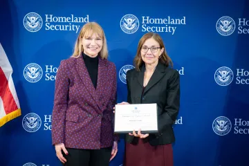 Acting DHS Deputy Secretary Kristie Canegallo with Champion of Equity Award recipient, Rebekah Tosado.