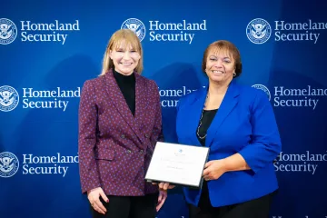 Acting DHS Deputy Secretary Kristie Canegallo with Champion of Equity Award recipient, Veronica Venture.