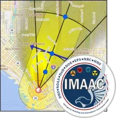 Interagency Modeling and Atmospheric Assessment Center (IMACC) logo with map showing fallout modeling. 