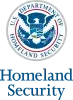 DHS logo with "Homeland Security" below the seal in blue.