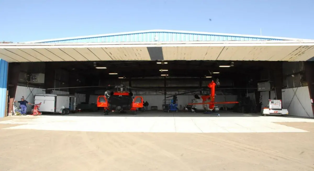 MH-60 helicopters in their leased hangar in Barrow