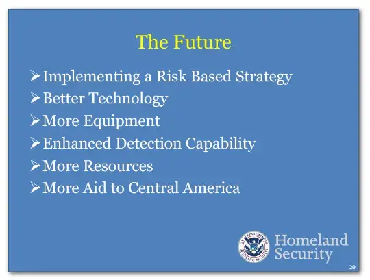 The Future: Implementing a Risk Based Strategy, Better Technology, More Equipment, Enhanced Detection Capability, More Resources, More Aid to Central America