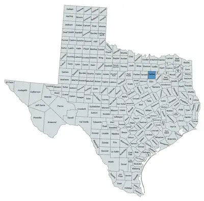Map of Texas: Dallas