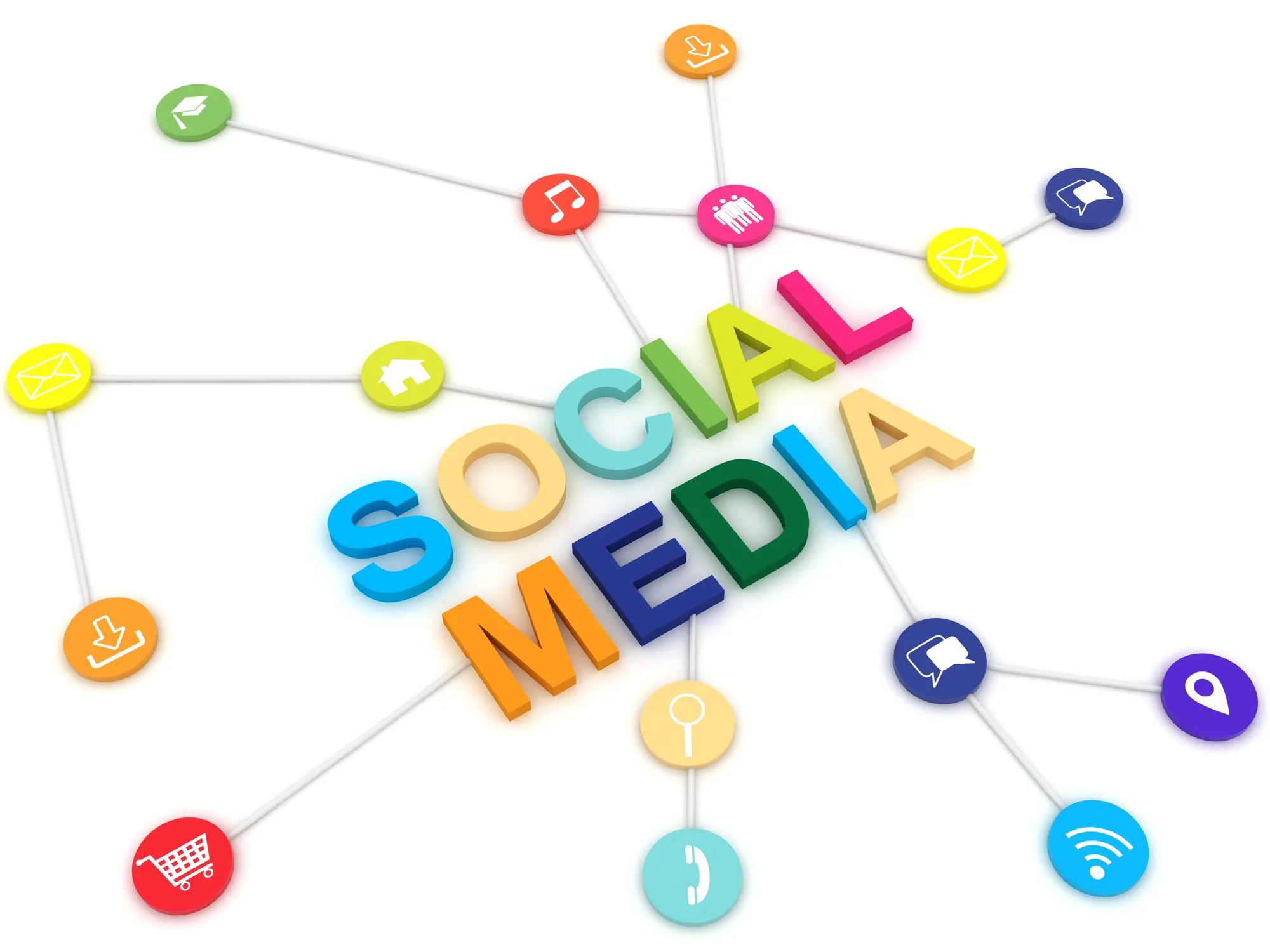 Social media icons, facebook, linkedin, twitter, instagram and other social media sites.