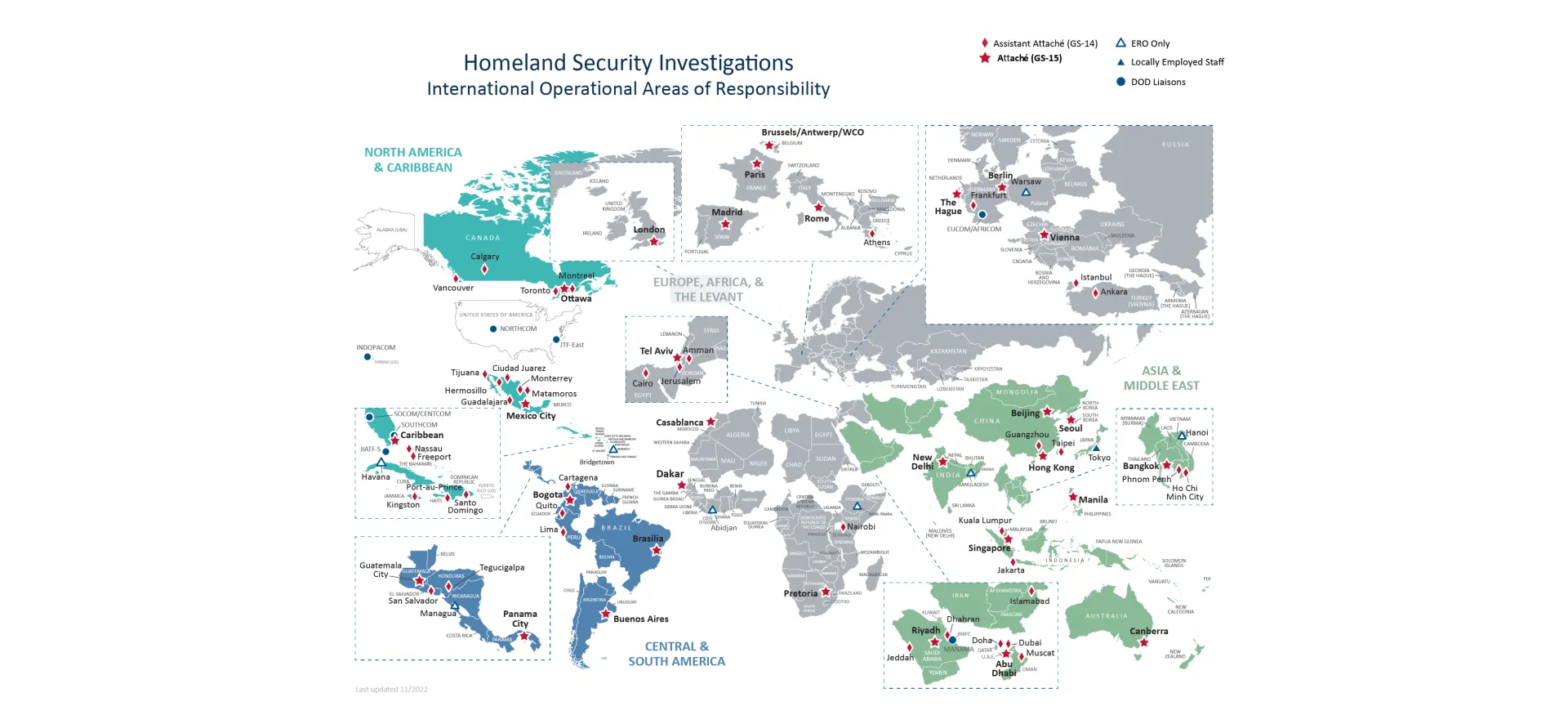 Map of HSI's international offices.
